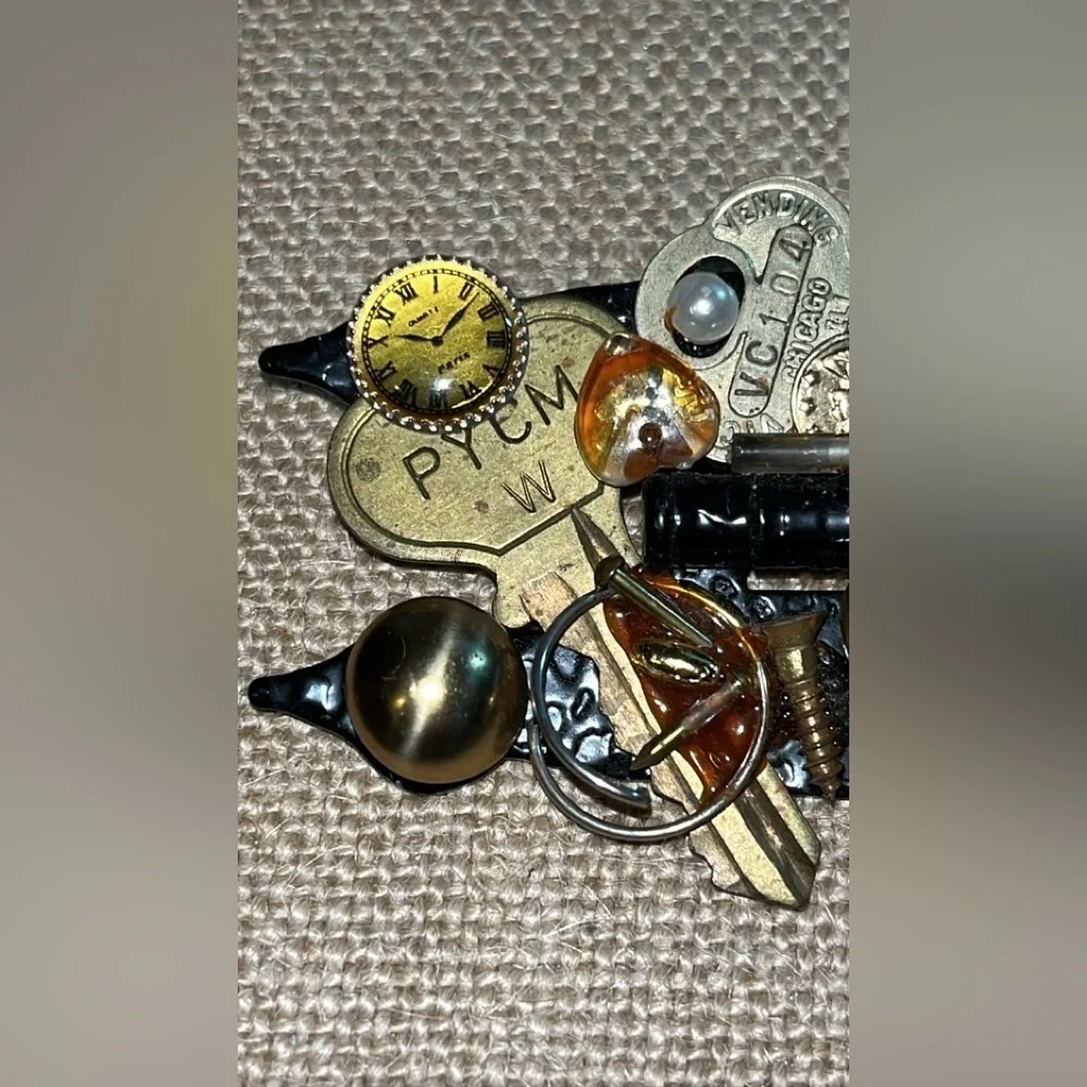 Steampunk Brooch Handmade OOAK Mixed 